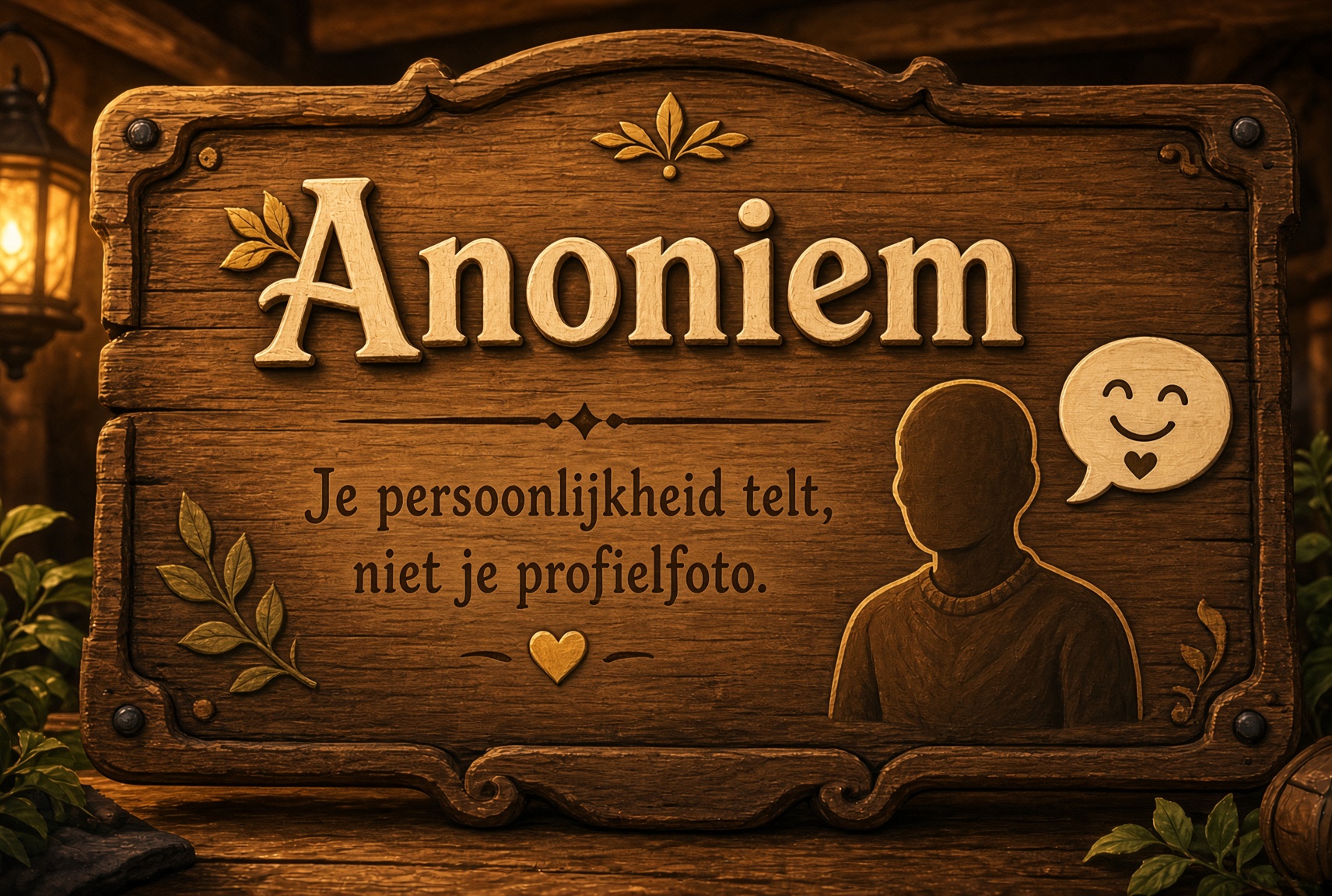 Anoniem. Je persoonlijkheid telt, niet je profielfoto.