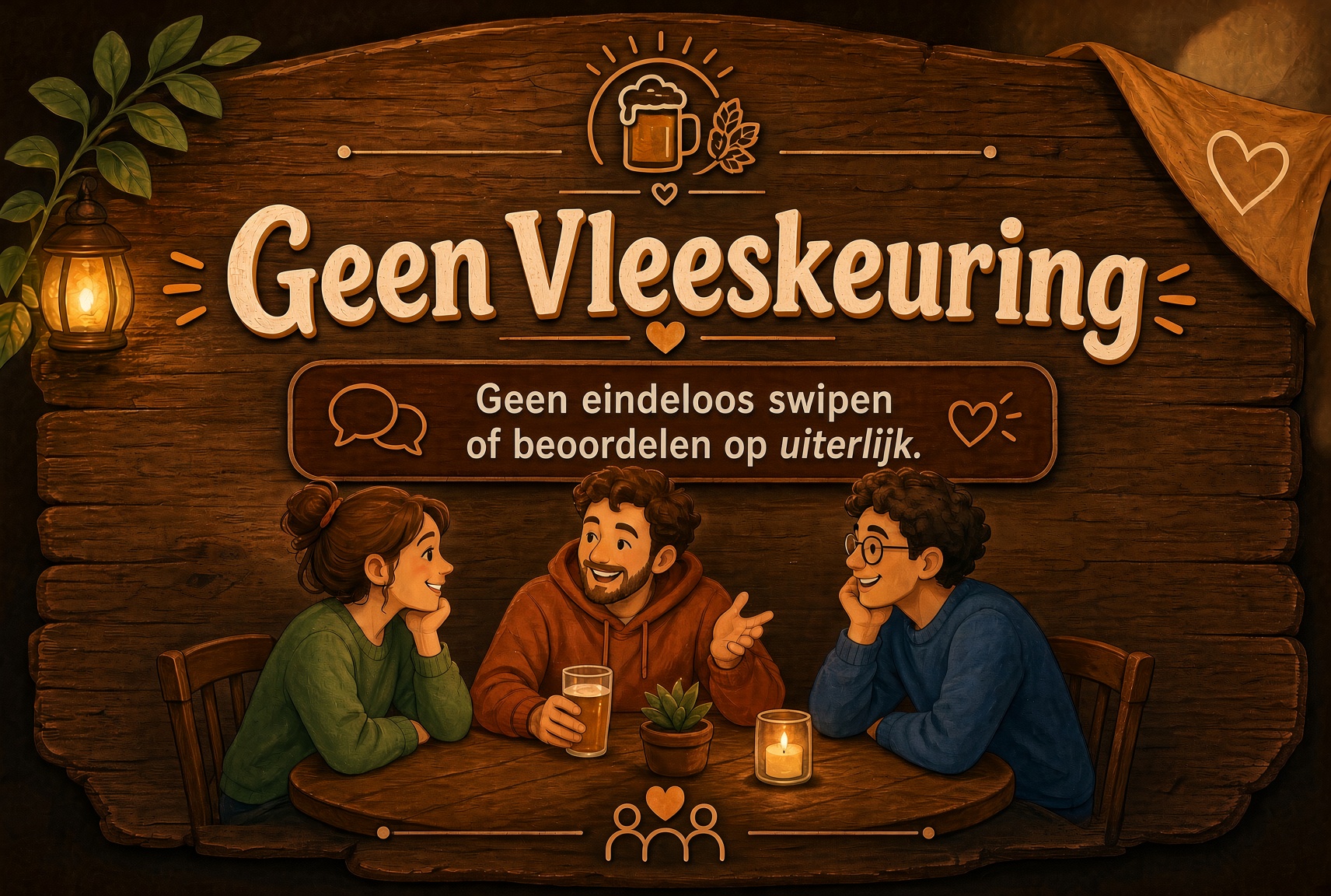 Geen vleeskeuring. Geen eindeloos swipen of beoordelen op uiterlijk.